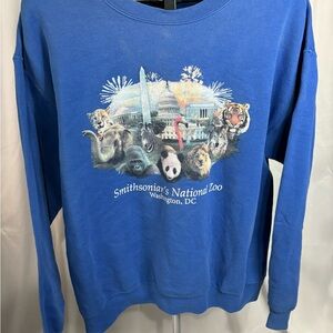 Royal Blue Crew Neck Sweater with Festive Graphic